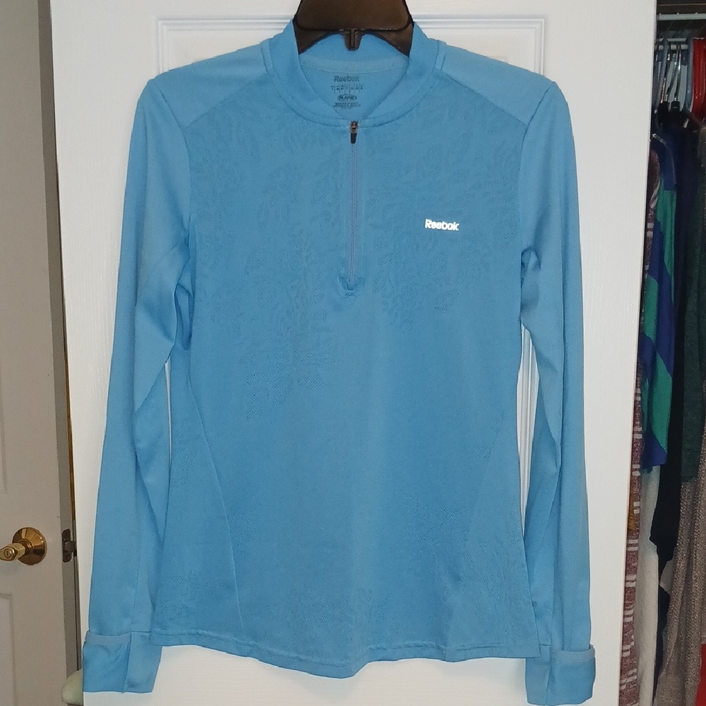 Reebok Running Quarter-Zip Blue Pullover Women's Medium